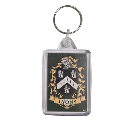 Lyons Surname Family Crest Keyring