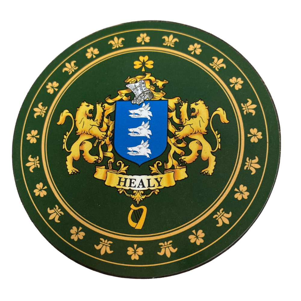 Healy Family Surname Crest Coaster