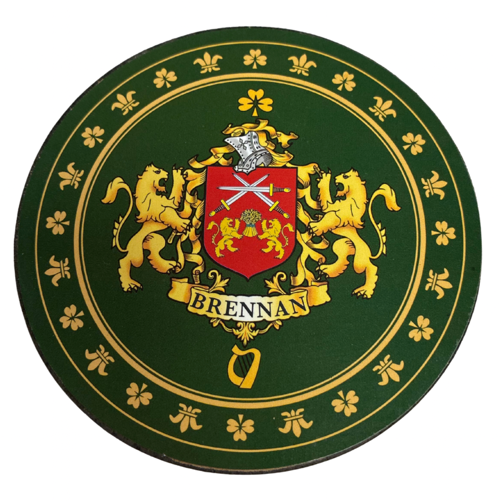 Brennan Family Surname Crest Coaster