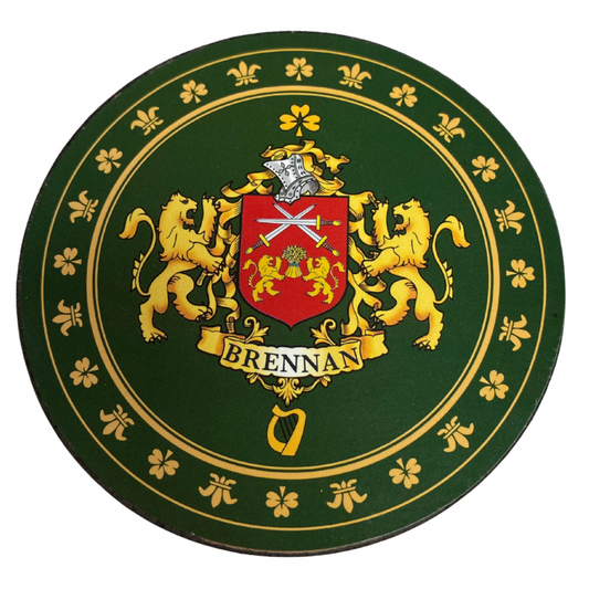 Brennan Family Surname Crest Coaster