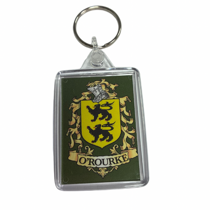 O'Rourke Surname Family Crest Keyring