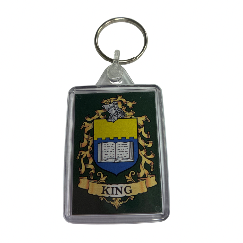 King Surname Family Crest Keyring