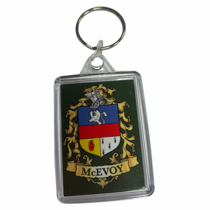 McEvoy Surname Family Crest Keyring