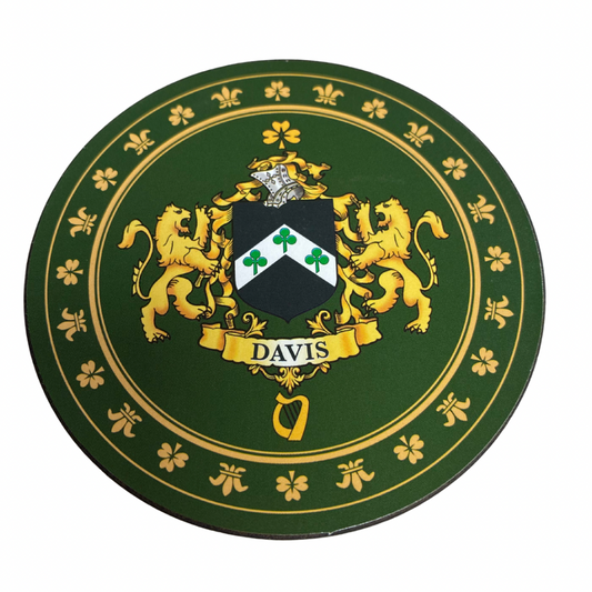 Davis Family Surname Crest Coaster