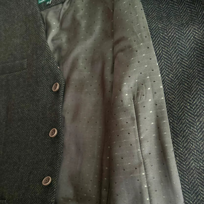 Emerald Isle Men's Tweed Herringbone Waistcoat Olive Green