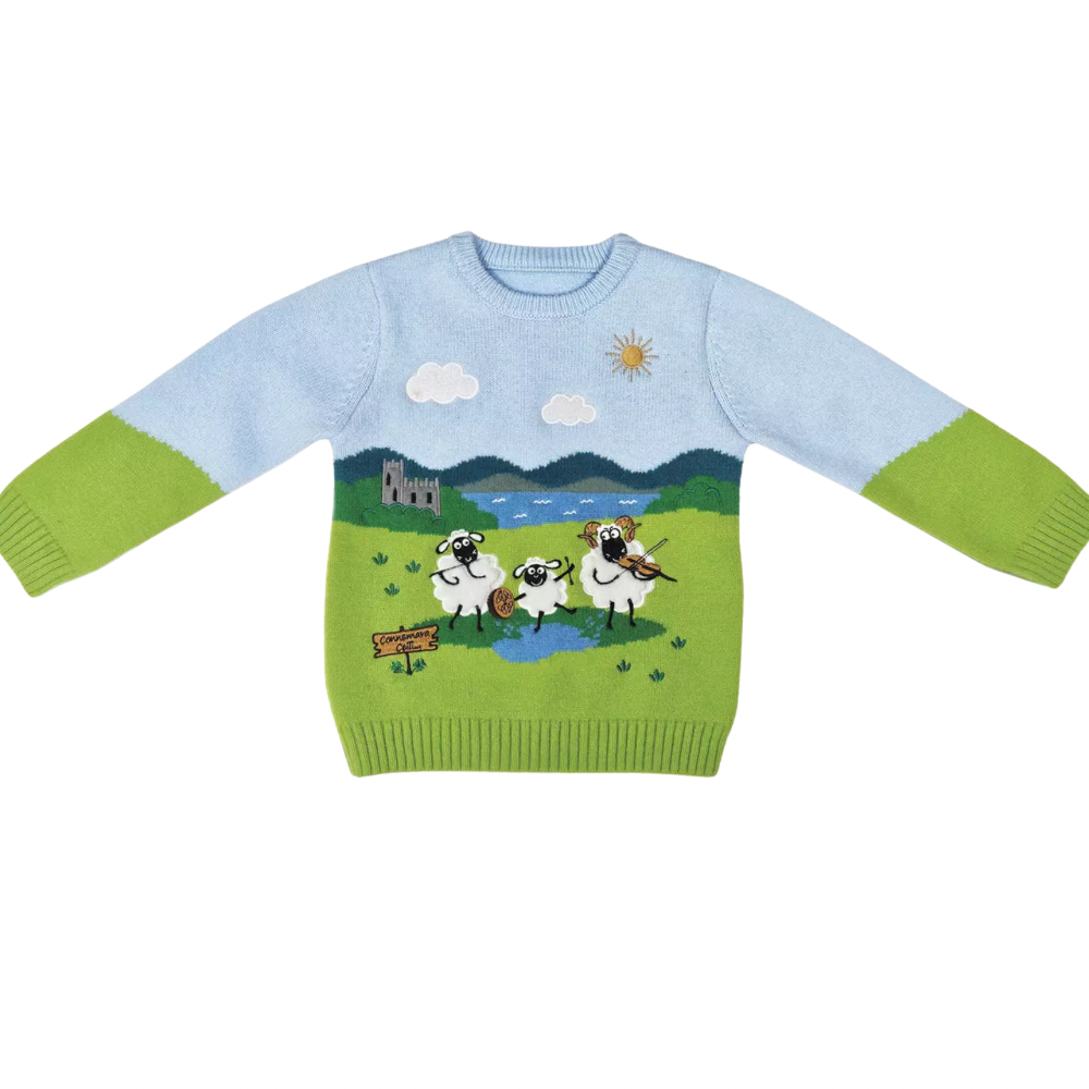Children’s Irish Sheep Knitted Blue Boys Jumper