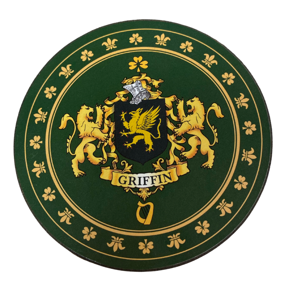 Griffin Family Surname Crest Coaster