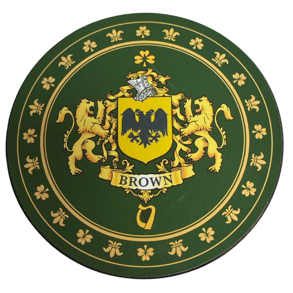 Brown Family Surname Crest Coaster