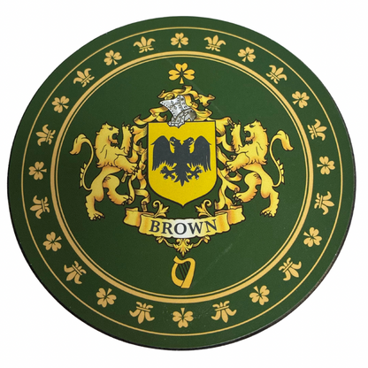 Brown Family Surname Crest Coaster