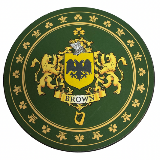 Brown Family Surname Crest Coaster