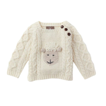 Aran Woollen Mills Baby Hand Knitted Sheep Crew Sweater