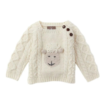 Aran Woollen Mills Baby Hand Knitted Sheep Crew Sweater