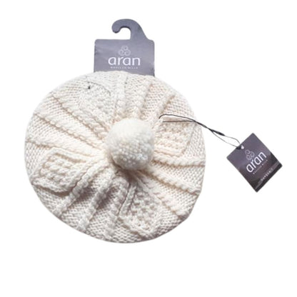 Aran Woollen Mills Kids Hand Knitted Cream Beret