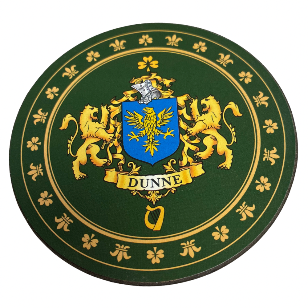 Dunne Family Surname Crest Coaster