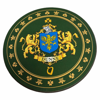 Dunne Family Surname Crest Coaster