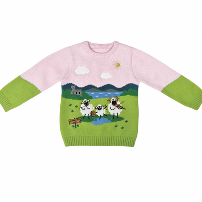 Children’s Irish Sheep Knitted Pink Girls Jumper