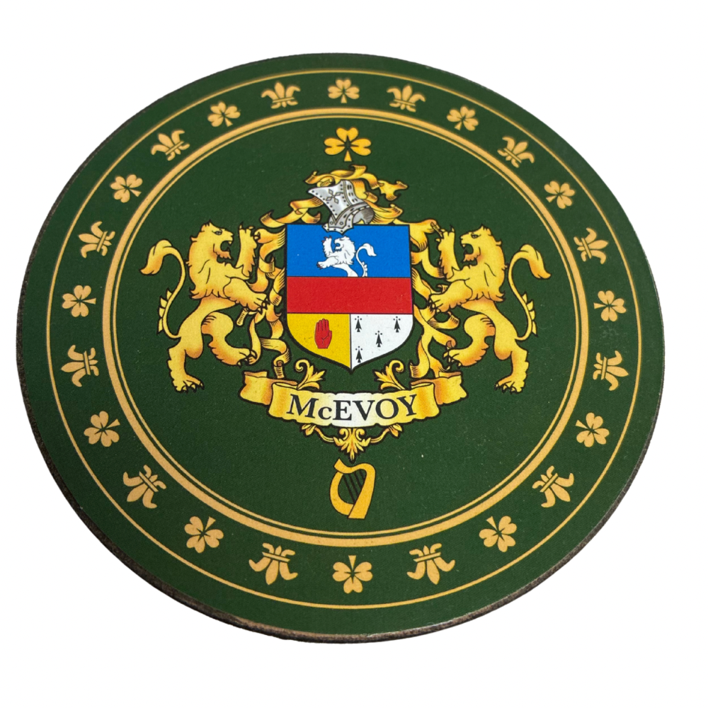 McEvoy Family Surname Crest Coaster