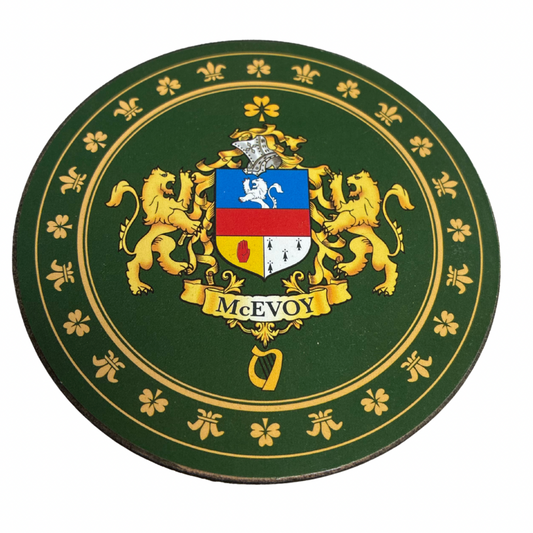 McEvoy Family Surname Crest Coaster