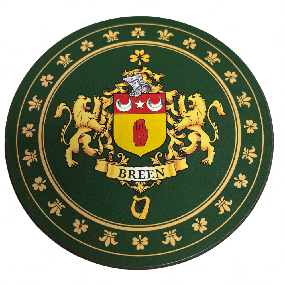 Breen Family Surname Crest Coaster