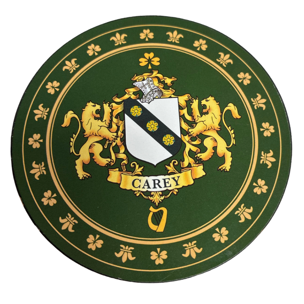 Carey Family Surname Crest Coaster