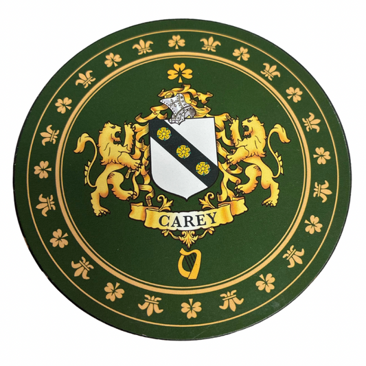 Carey Family Surname Crest Coaster