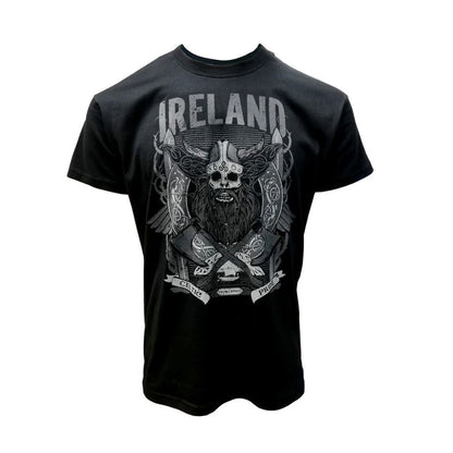 Black Viking Print Ireland Men's Black T-Shirt