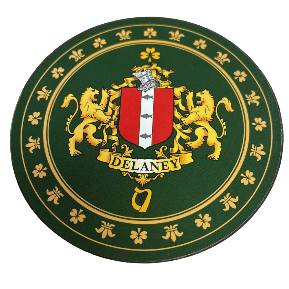 Delaney Family Surname Crest Coaster