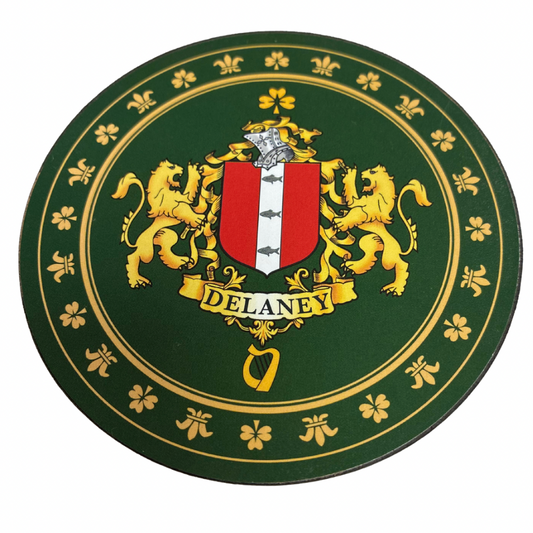 Delaney Family Surname Crest Coaster