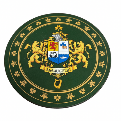 McLaughlin Family Surname Crest Coaster