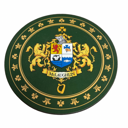 McLaughlin Family Surname Crest Coaster