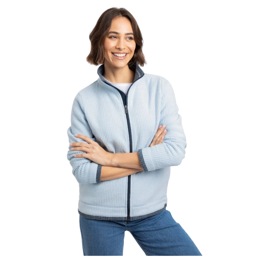 Weird Fish Women’s Ariana Full Zip Grid Fleece Cool Blue