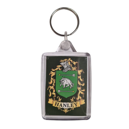 Hanley Surname Family Crest Keyring