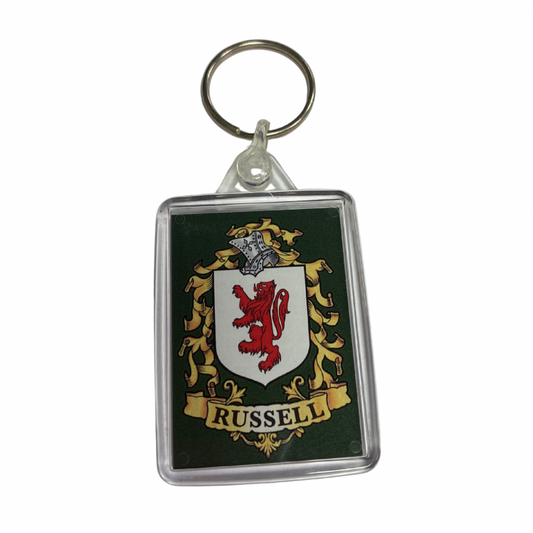 Russell Surname Family Crest Keyring