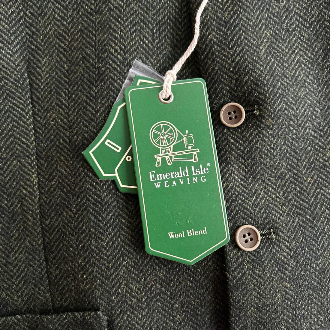 Emerald Isle Men's Tweed Herringbone Waistcoat Olive Green