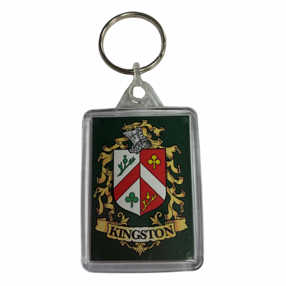 Kingston Surname Family Crest Keyring