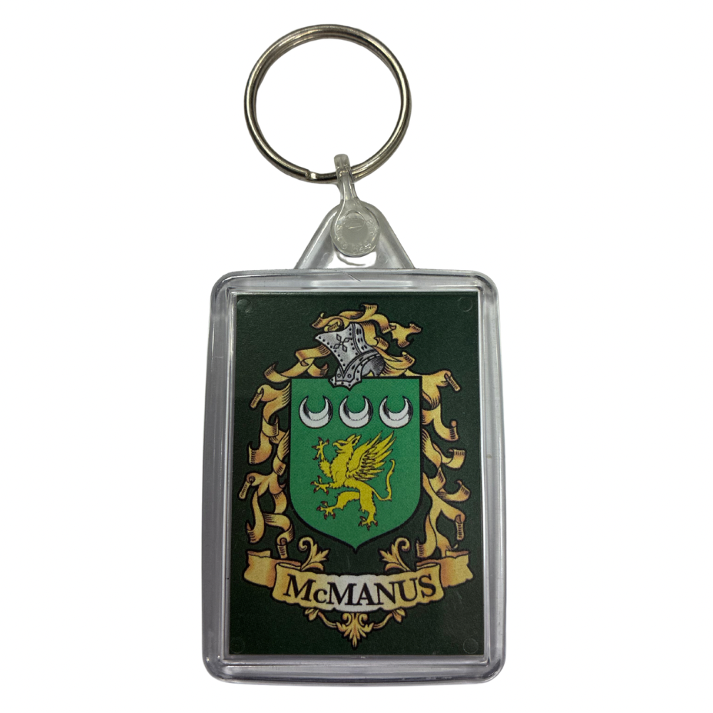 McManus Surname Family Crest Keyring