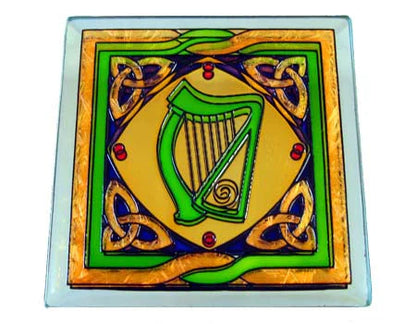 Clara Crafts Mirror Glass Coaster Harp