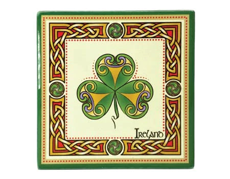 Clara Crafts Shamrock Ceramic Tile Coaster