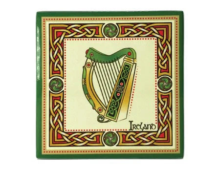Clara Crafts Irish Harp Ceramic Tile Coaster