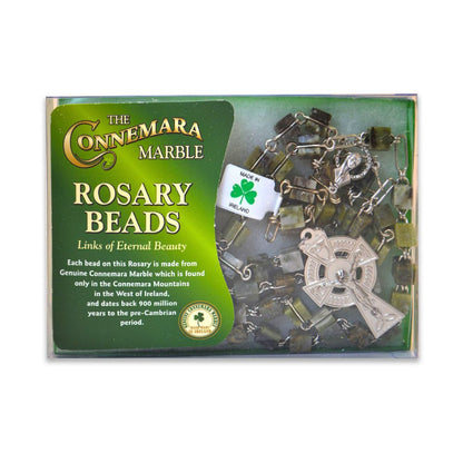 Connemara Marble Square Rosary Beads in Gift Box