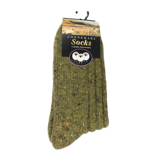 Connemara Socks Green Merino Wool Blend With Flecks