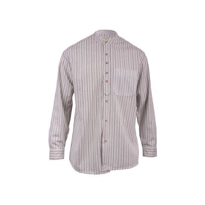 Cotton Irish Men's Grandfather Shirt Grey Stripe