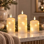 Newgrange Living Cinnamon Vanilla Fragranced LED Ivory Candle Set 3