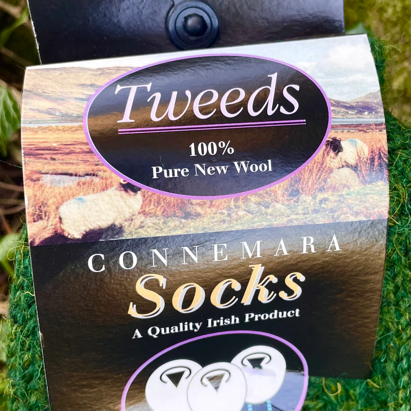 Connemara Merino Wool Green Tweed Socks