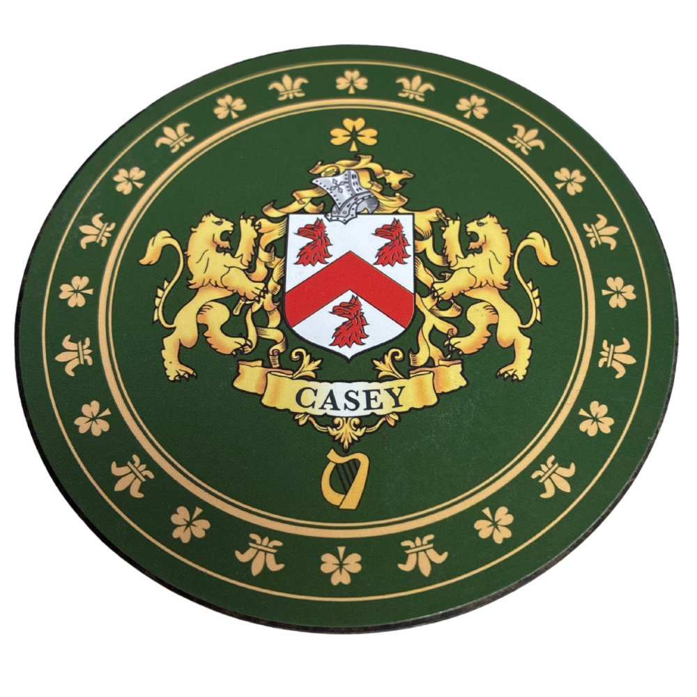 Casey Family Surname Crest Coaster