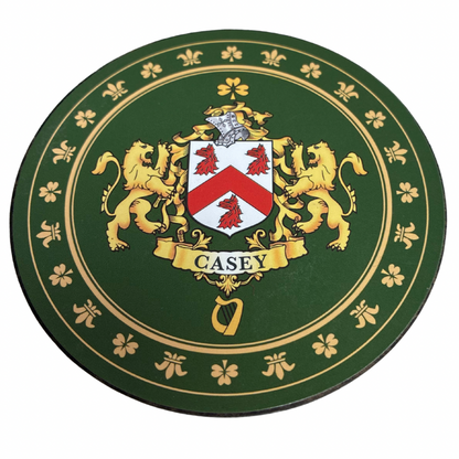 Casey Family Surname Crest Coaster