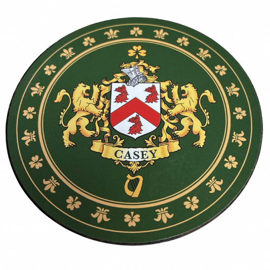 Casey Family Surname Crest Coaster