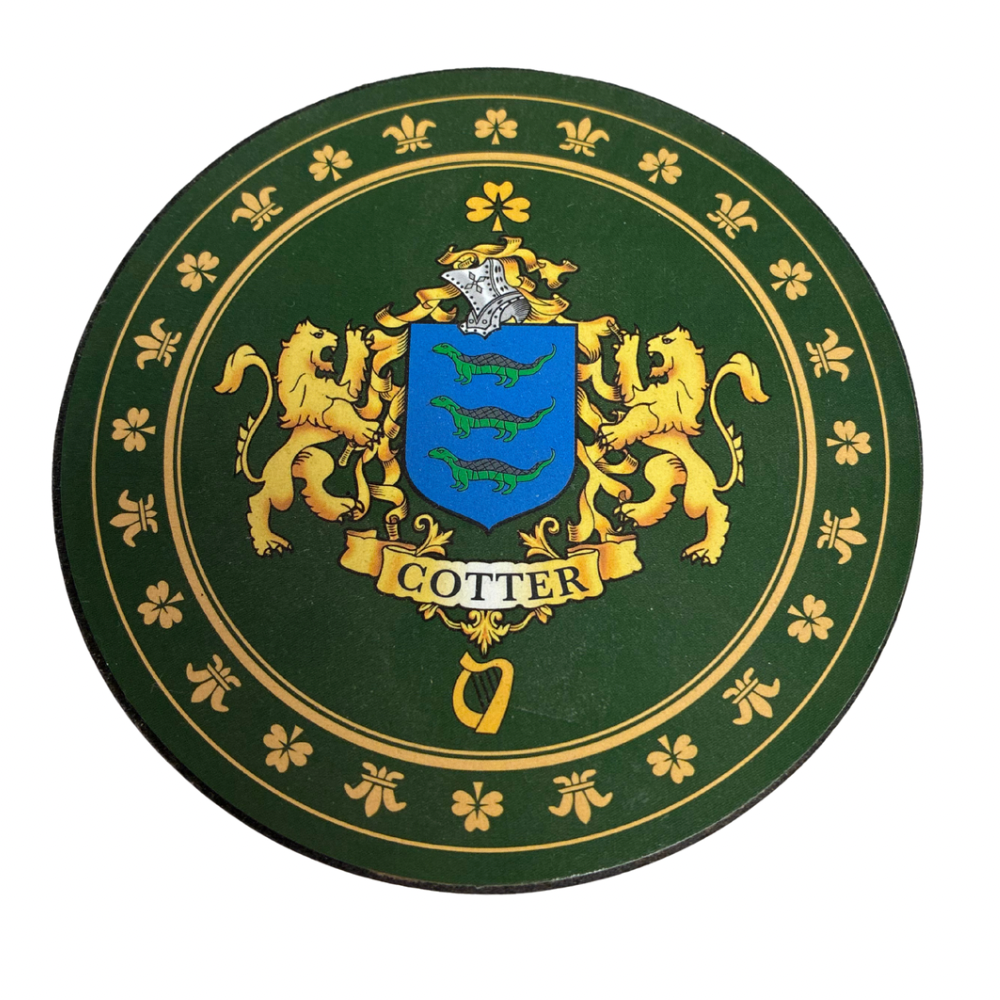 Cotter Family Surname Crest Coaster