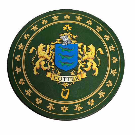 Cotter Family Surname Crest Coaster