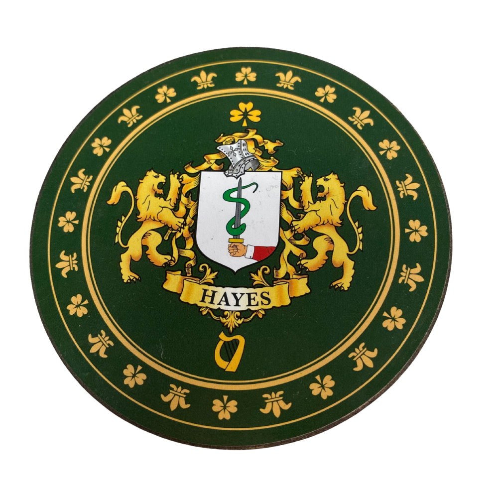 Hayes Family Surname Crest Coaster
